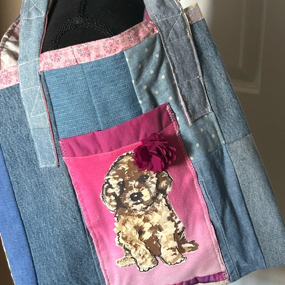 Handmade overnight bag denim, small dog pic - Picture 2 of 6